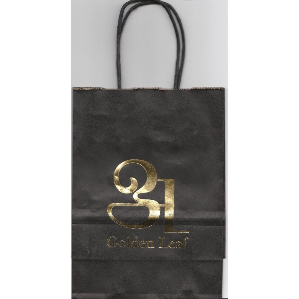 Golden Leaf Black Paper Gift Bag Marijuana Gold Foil Logo Handles Colorado Pot